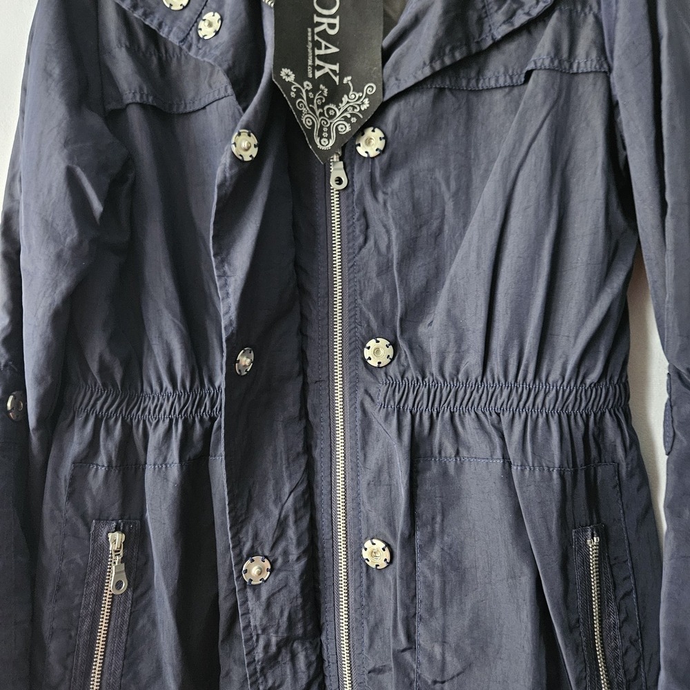 Anorak Jacket Women's sz XS Navy Blue Full Zipper Pockets Rain Layering Outdoor - Picture 8 of 12